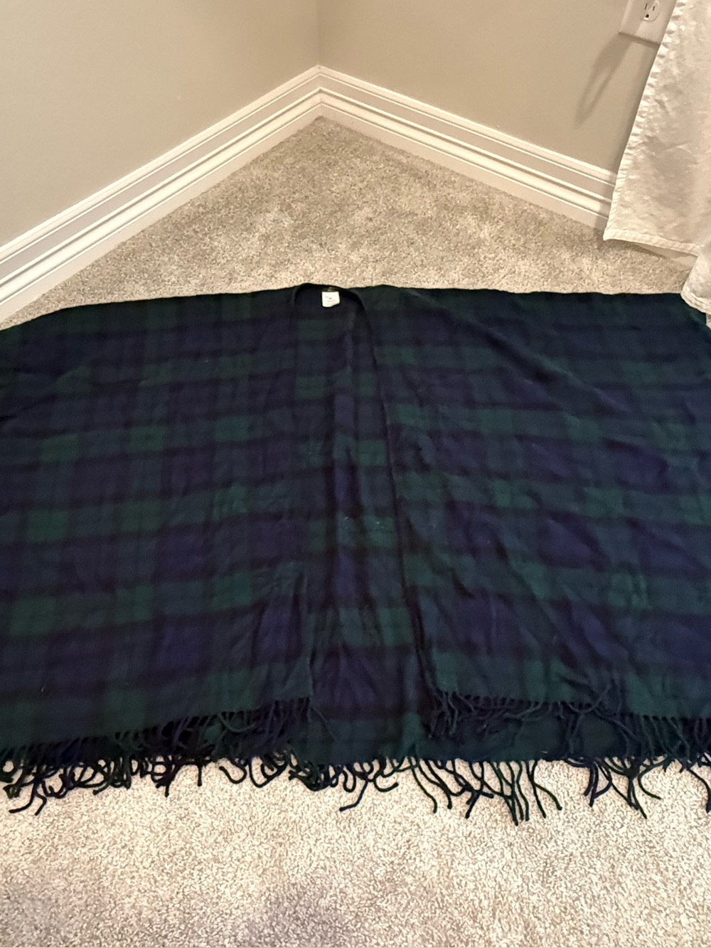 J.Crew Black Watch Tartan Plaid Wool Blend Cape Poncho M/L